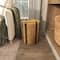 Brown Banana Leaf Handmade Linear Wrapped Accent Table with Navy Stripes